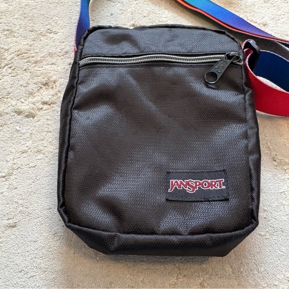 JanSport Black Weekender Crossbody Bag with Rainbow Webbed Adjustable Strap - Picture 4 of 8